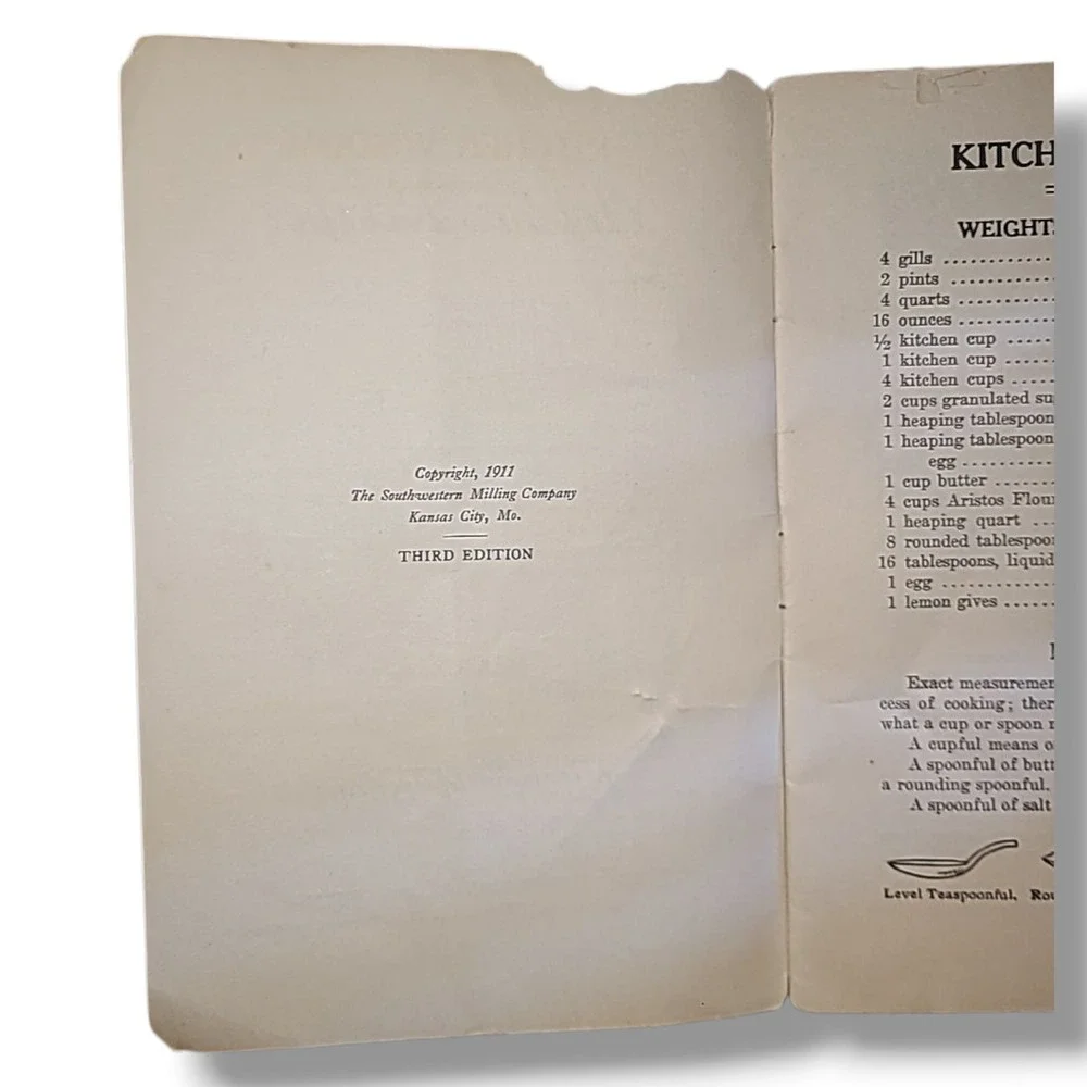 1911 Aristos Flour Cook Book 3rd Edition Southwestern Milling Co Kansas City MO